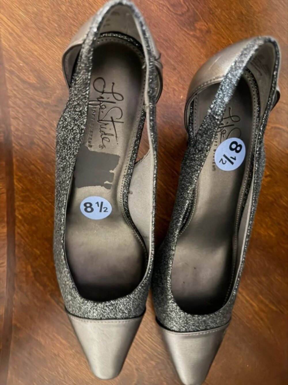 Silver glitter high heels